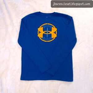 Under Armour | Boy's Long Sleeve Graphic Shirt Size Large Blue/Gold